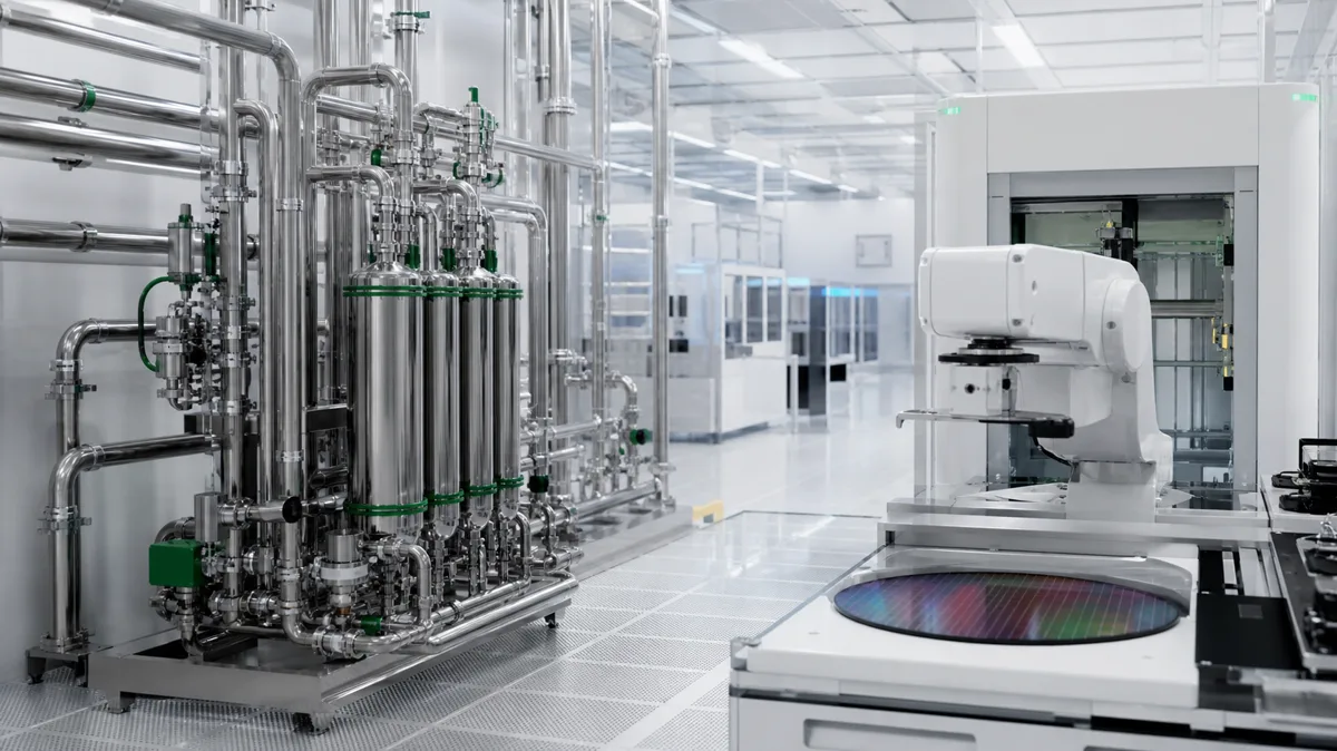 Ultrapure water equipment operating in an electronics and semiconductor cleanroom